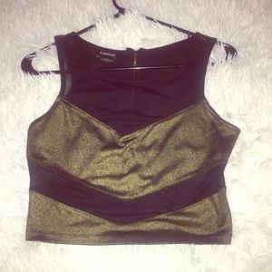 bebe Gold Black Mesh Crop Top Size M ✨🖤